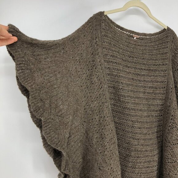 Free People Snow Nymph Loose Sweater Poncho Taupe Size XS - Picture 7 of 16